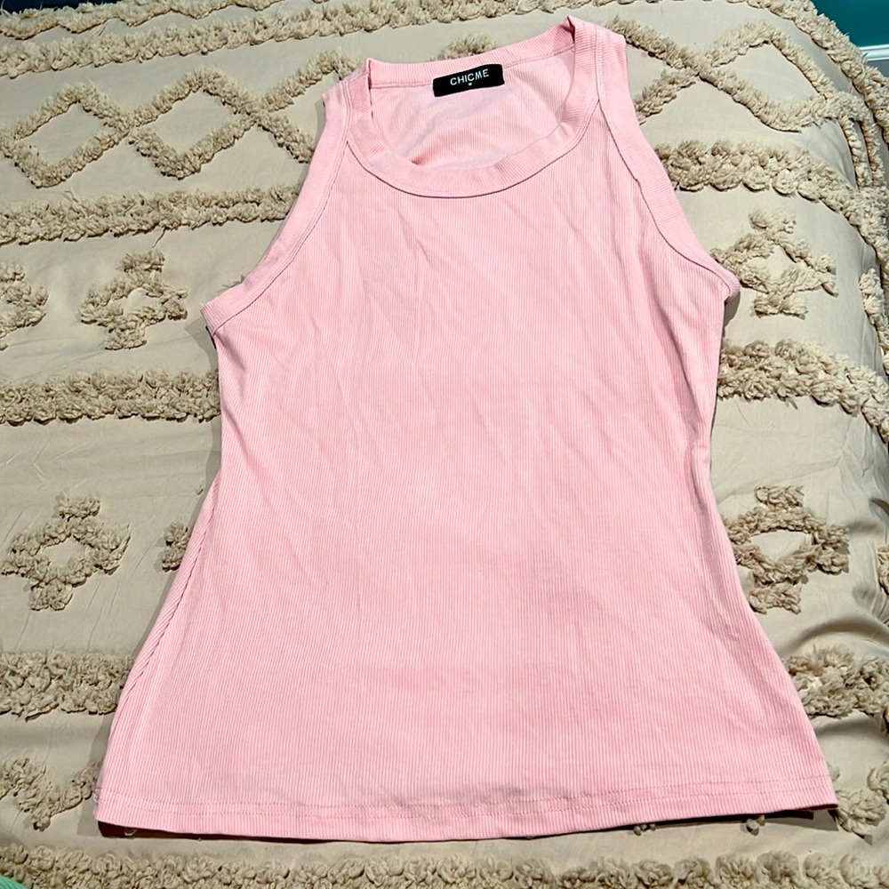 Pink soft ribbed tank